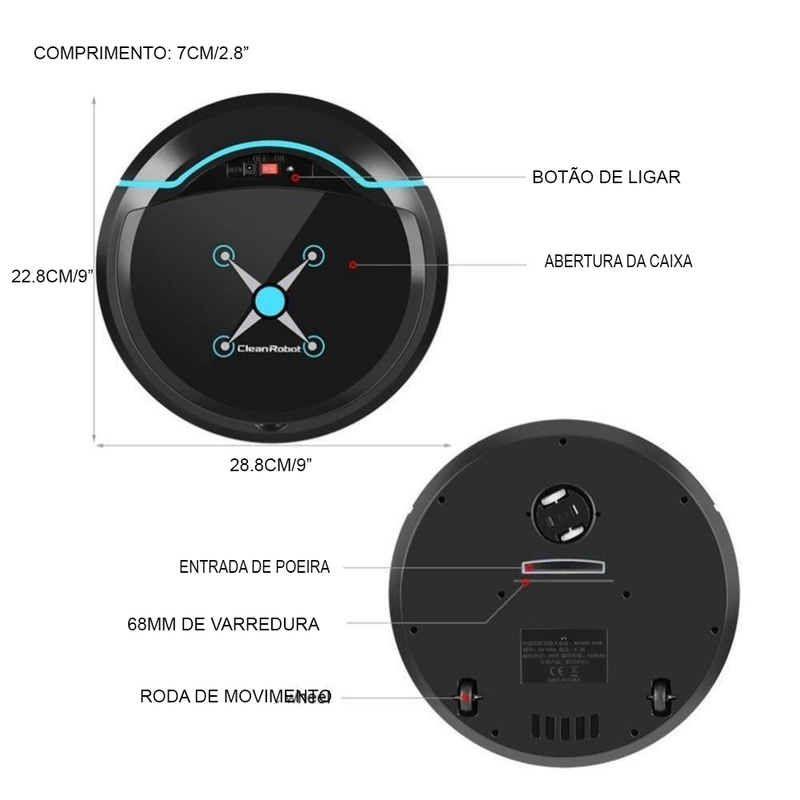 Robô Aspirador de Pó Inteligente - Limpeza Fácil